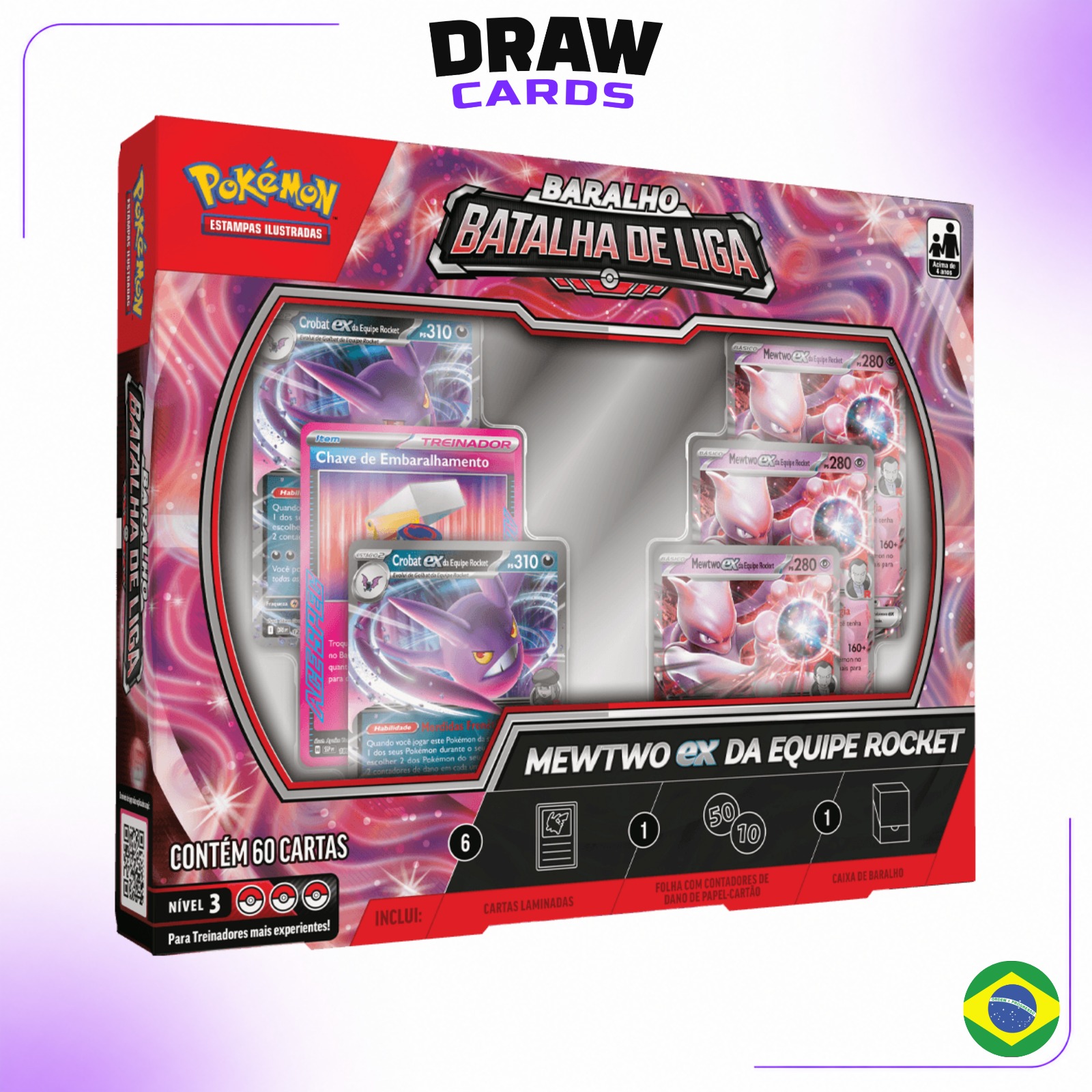(PT-BR) Baralho Pré Construído - Baralho Batalha de Liga - Mewtwo ex da Equipe Rocket